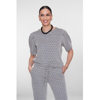 Geisha Top Jacquard Off White Navy