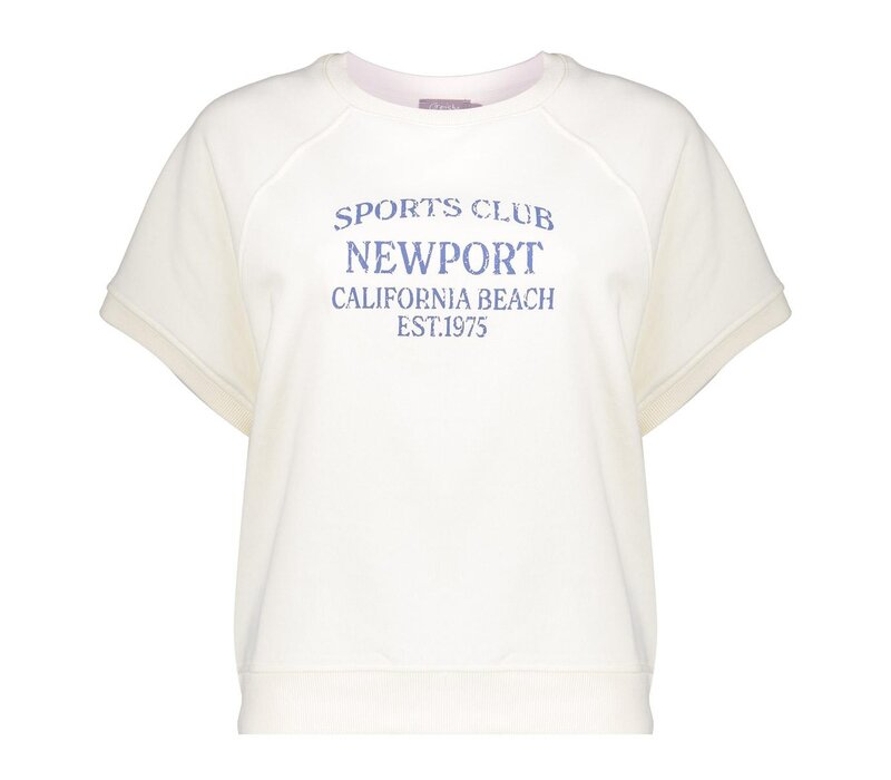 Geisha Sweater Short Sleeves Sport Club Off White Jeans Blue