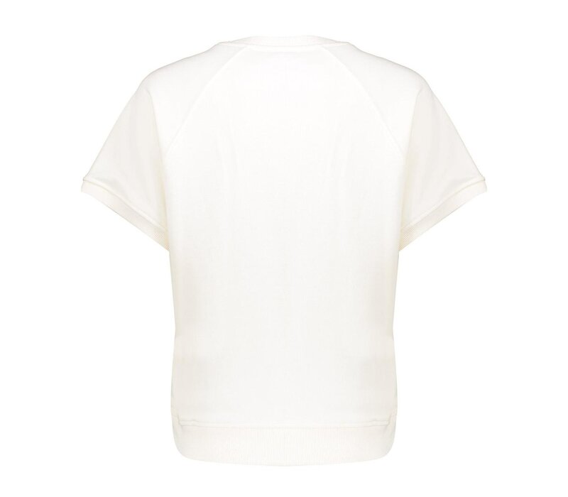 Geisha Sweater Short Sleeves Sport Club Off White Jeans Blue