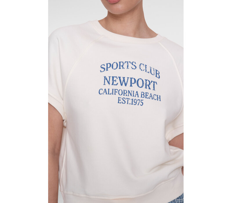 Geisha Sweater Short Sleeves Sport Club Off White Jeans Blue