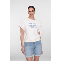 Geisha Sweater Short Sleeves Sport Club Off White Jeans Blue