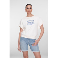 Geisha Sweater Short Sleeves Sport Club Off White Jeans Blue