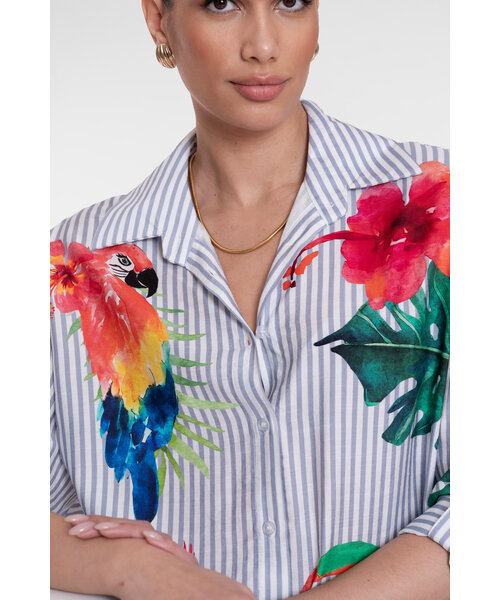Geisha Geisha Blouse Stripes & Birds