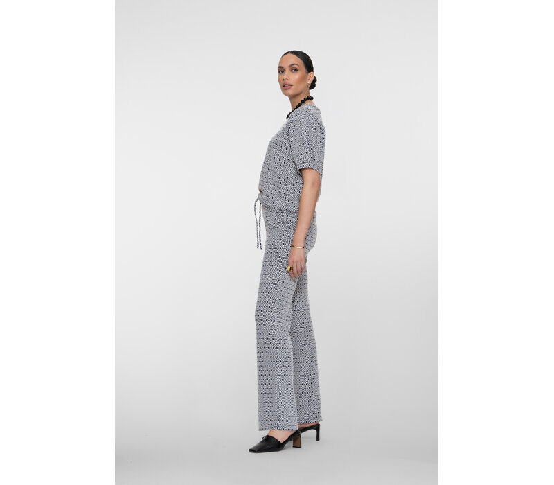 Geisha Pants Jacquard Off White Navy