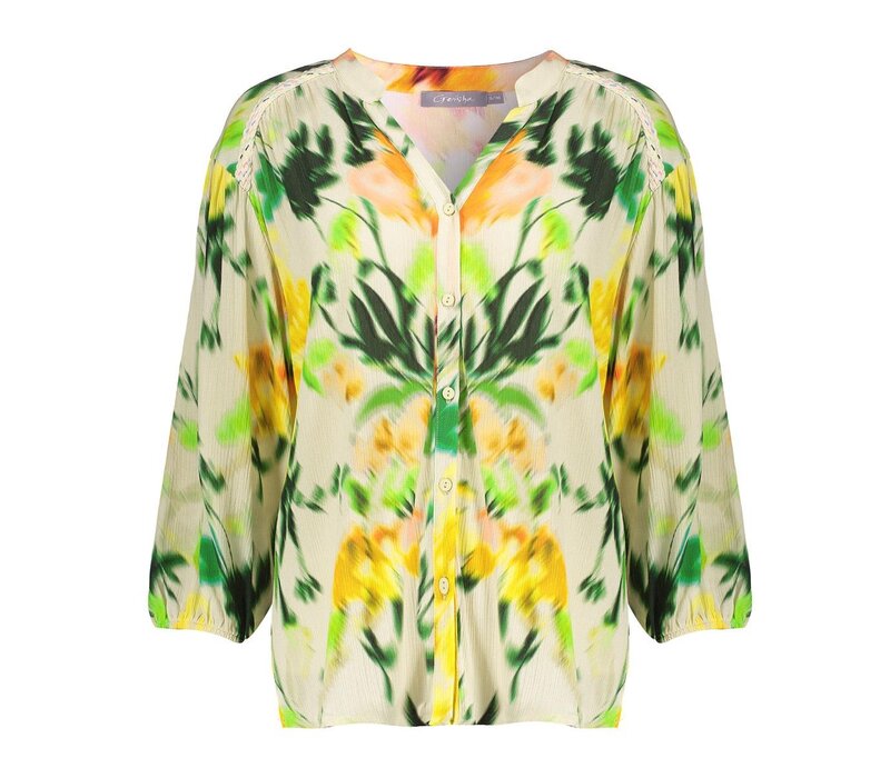 Geisha Blouse Ecru Green