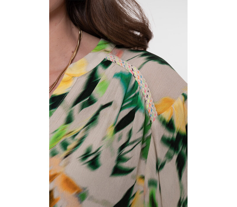 Geisha Blouse Ecru Green