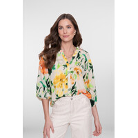 Geisha Blouse Ecru Green