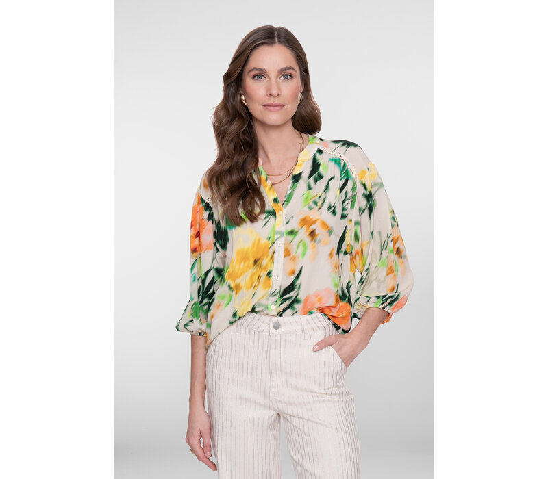 Geisha Blouse Ecru Green