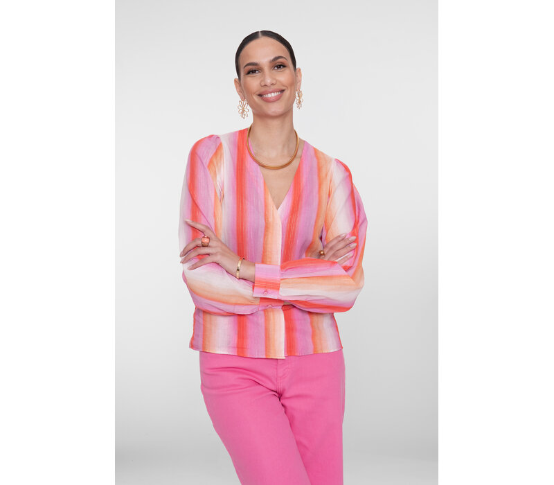 Geisha Blouse Mandarine Red Pink
