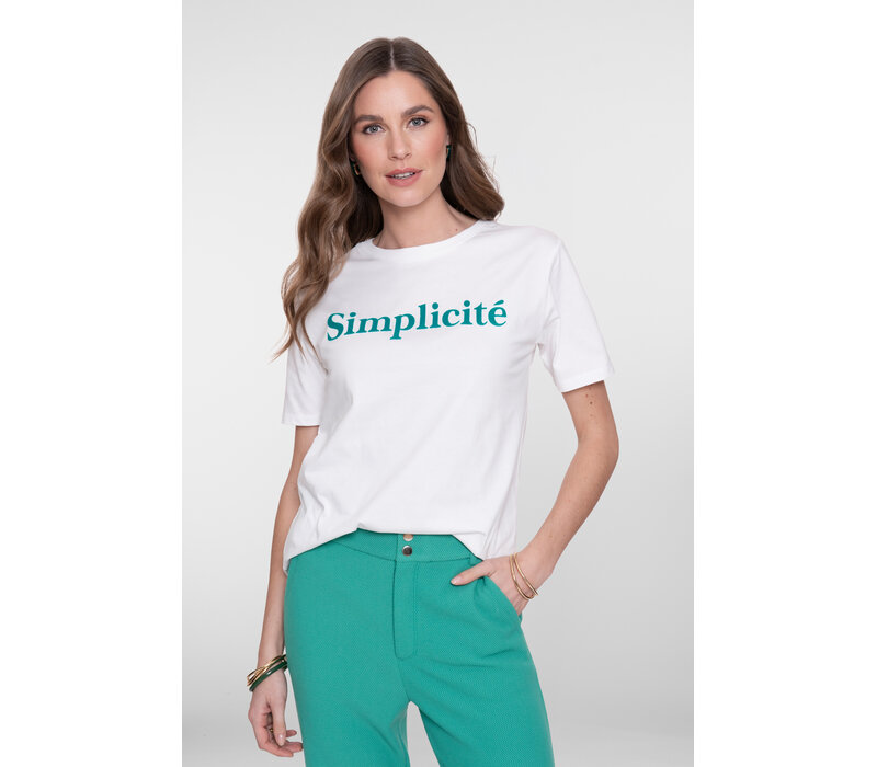 Geisha T-Shirt Simplicity Off White Emerald