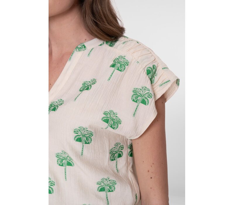 Geisha Blouse Off White Green