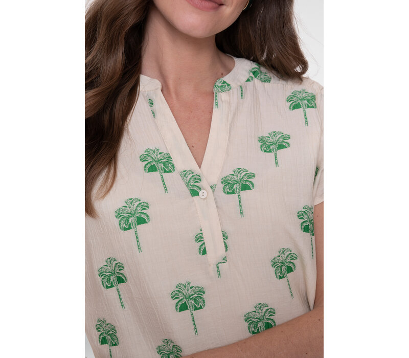 Geisha Blouse Off White Green