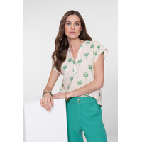 Geisha Blouse Off White Green