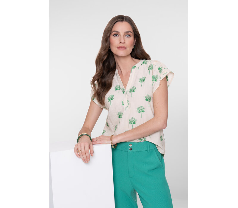 Geisha Blouse Off White Green