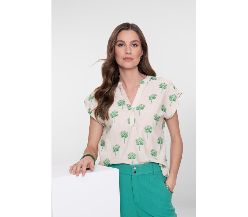Geisha Blouse Off White Green