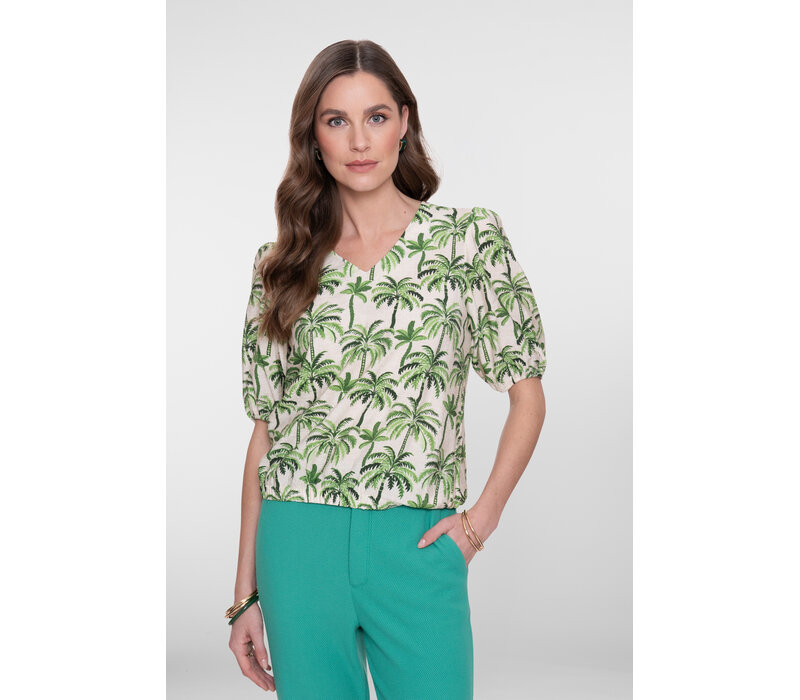 Geisha Blouse Ecru Green