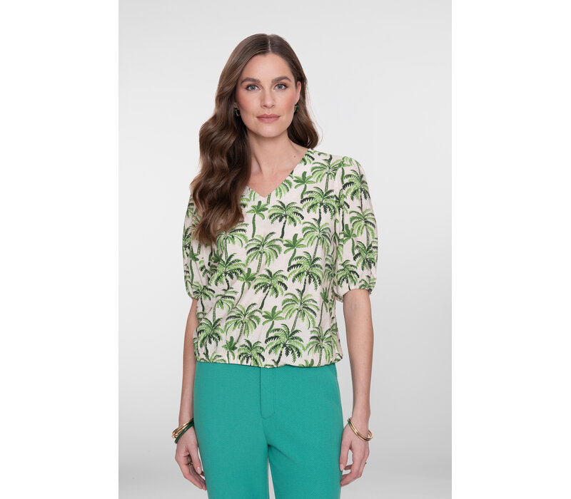 Geisha Blouse Ecru Green
