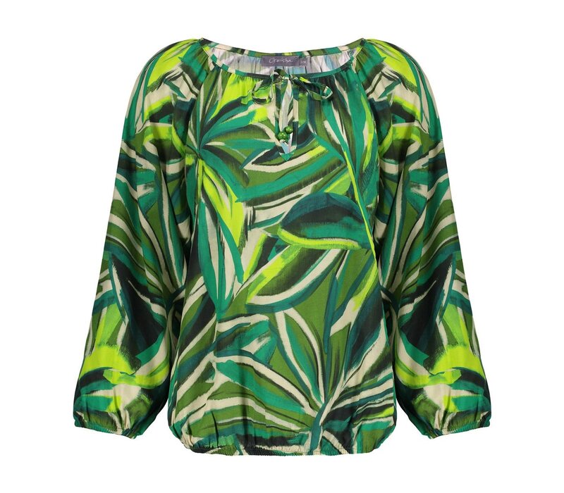 Geisha Blouse Ecru Green
