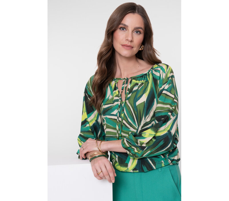 Geisha Blouse Ecru Green