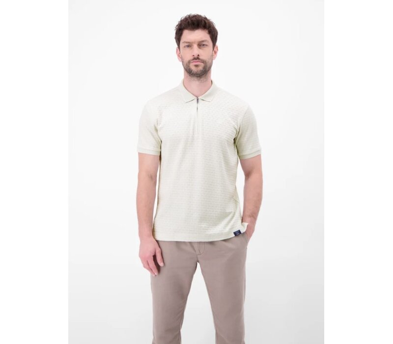 Lerros Polo Zipper Jaquard Cloudy White