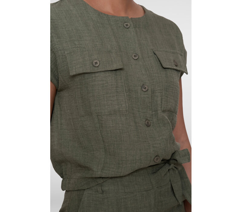 Geisha Blouse with Pockets Dark Green