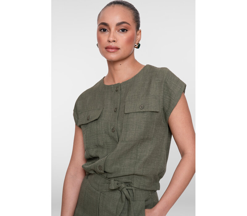 Geisha Blouse with Pockets Dark Green