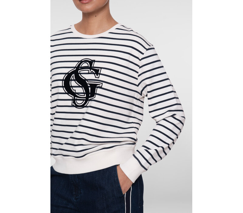Geisha Sweat Striped Navy Off White