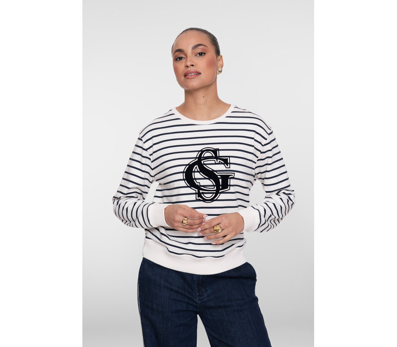 Geisha Sweat Striped Navy Off White