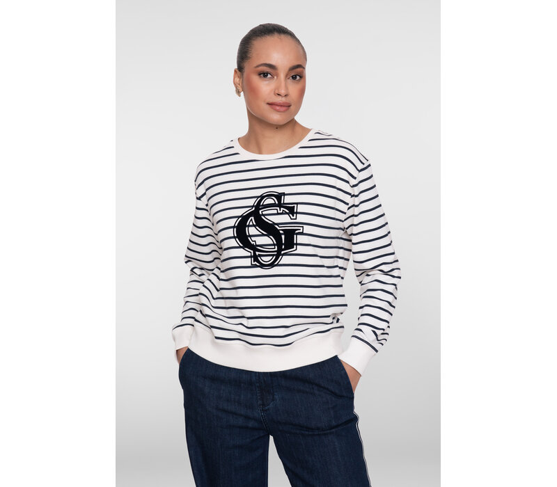Geisha Sweat Striped Navy Off White