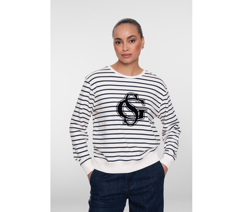Geisha Sweat Striped Navy Off White