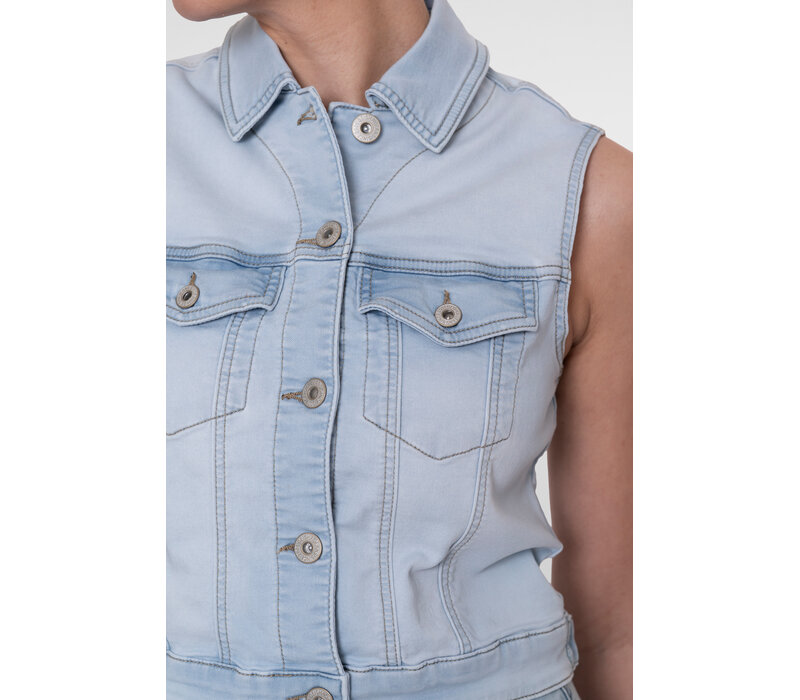 Geisha Jeansjacket Sleeveless Bleached Denim