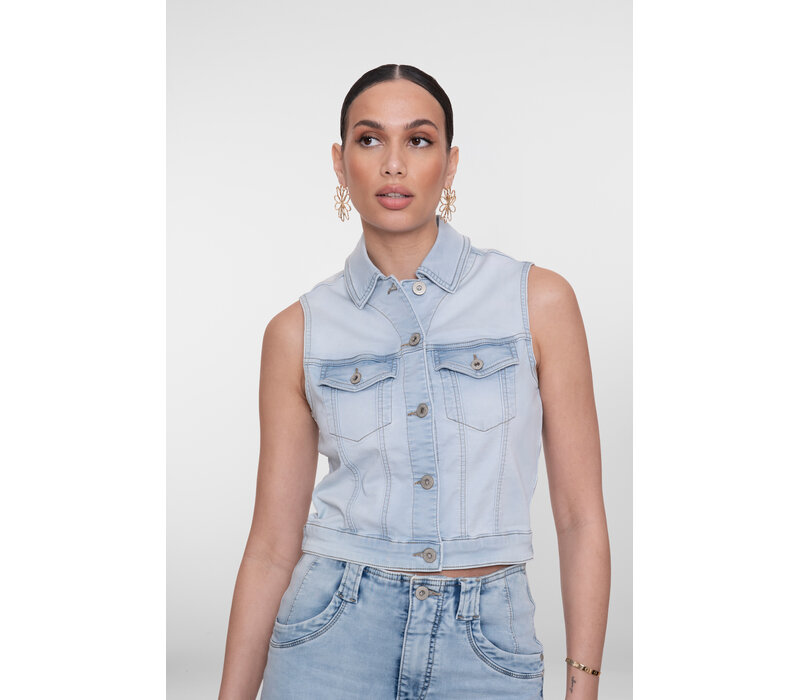 Geisha Jeansjacket Sleeveless Bleached Denim