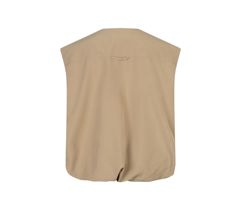 Red Button Ivy Sleeveless Gathering Dark Sand