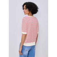 Street One Short Sleeve Structure Stripe Off White