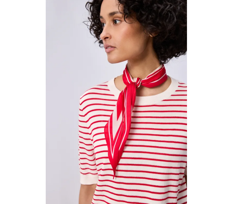 Street One Short Sleeve Structure Stripe Off White