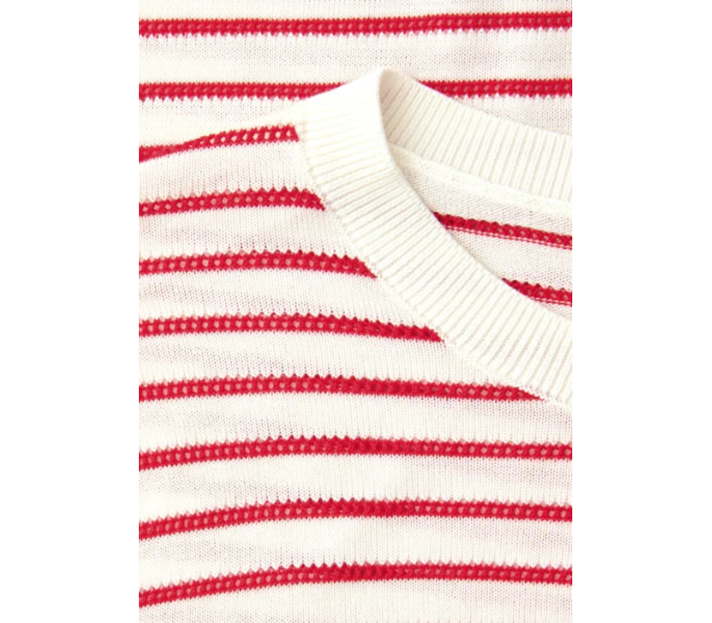 Street One Short Sleeve Structure Stripe Off White
