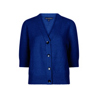 Red Button Cardigan Popcorn Cobalt