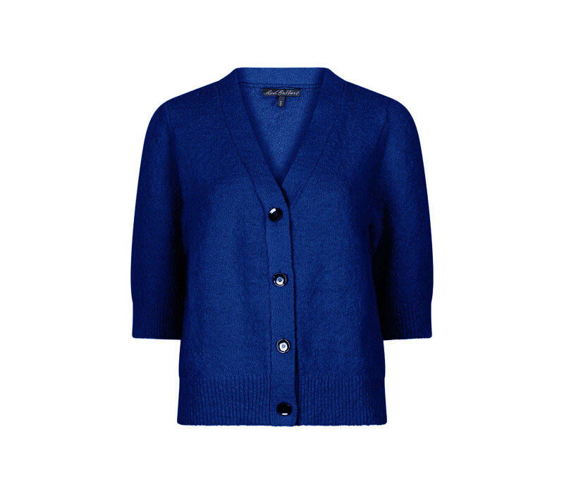 Red Button Cardigan Popcorn Cobalt
