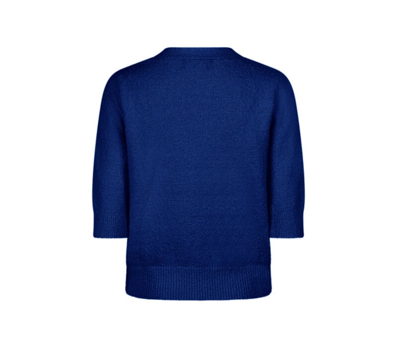 Red Button Cardigan Popcorn Cobalt