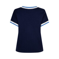 Red Button Jerry V-neck Striped Rib Darkblue