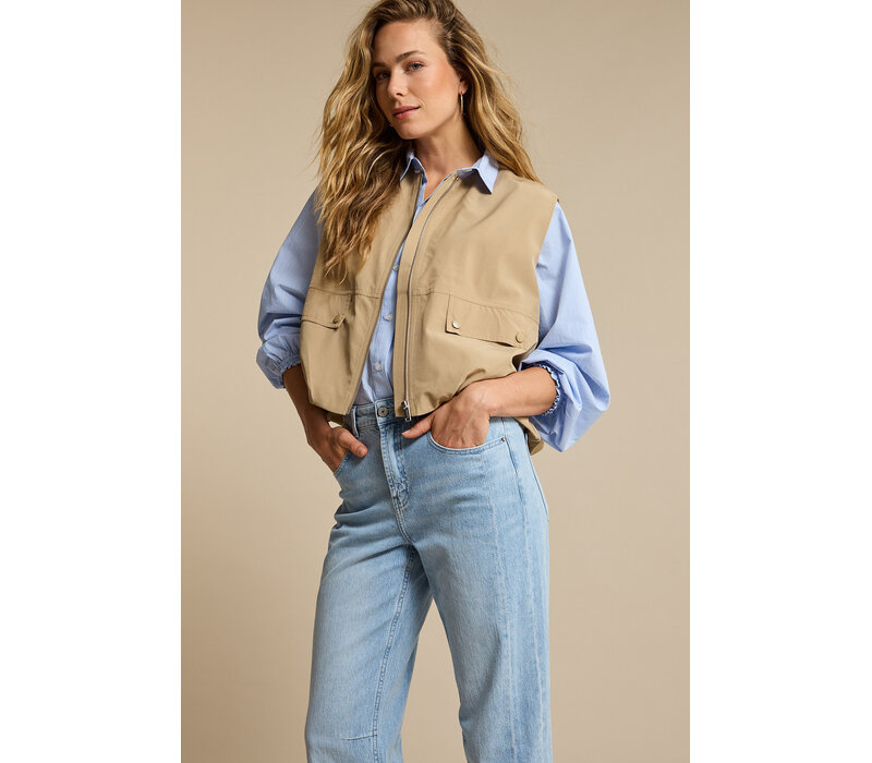 Red Button Ivy Sleeveless Gathering Dark Sand