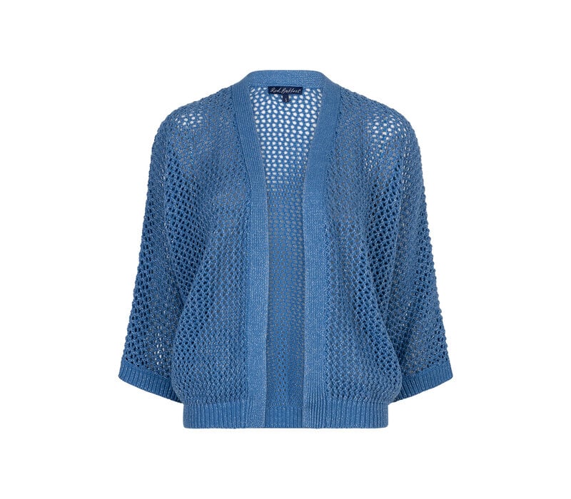 Red Button Cardigan Pointelle Jeansblue