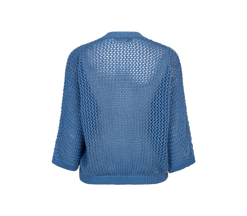 Red Button Cardigan Pointelle Jeansblue