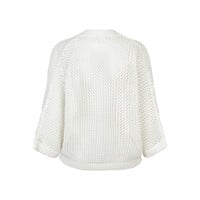 Red Button Cardigan Pointelle Offwhite