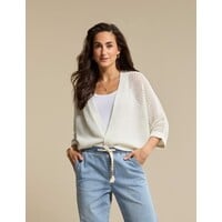 Red Button Cardigan Pointelle Offwhite