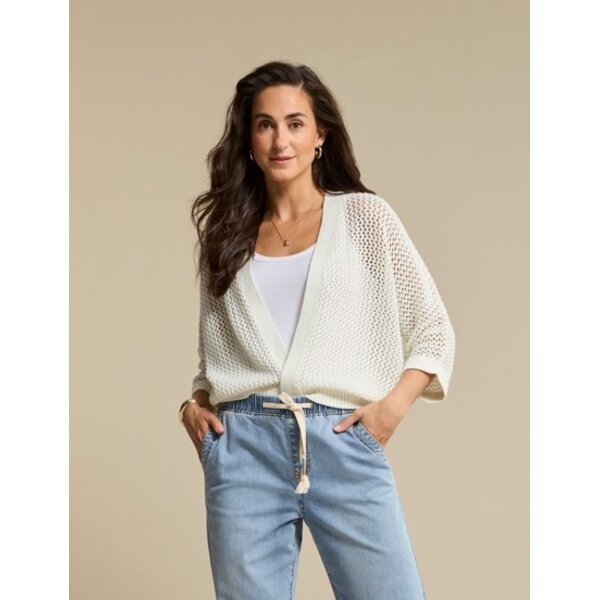 Red Button Cardigan Pointelle 