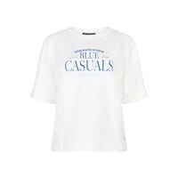 Red Button Terry Sweater Chestprint Off White Midblue