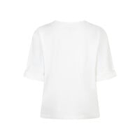 Red Button Terry Sweater Chestprint Off White Midblue