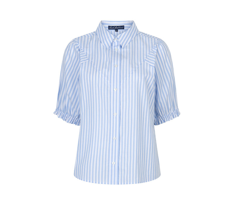 Red Button Victoria Poplin Stripe Short SL Lightblue