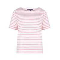 Red Button Terry Stripe Short Sleeve Pink